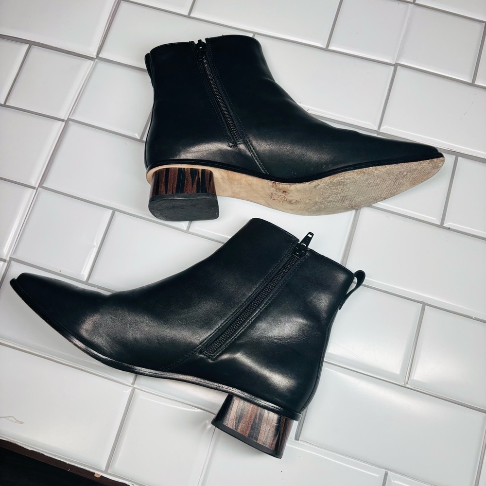 Bernardo Helene Black Antique Calf Leather Women’s Ankle Boots Size 7 Medium - Picture 7 of 16